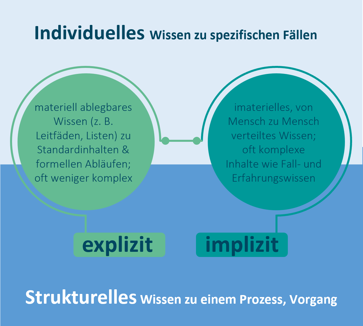 Vier Wissenstypen explizit und implizit und individuell und strukturell